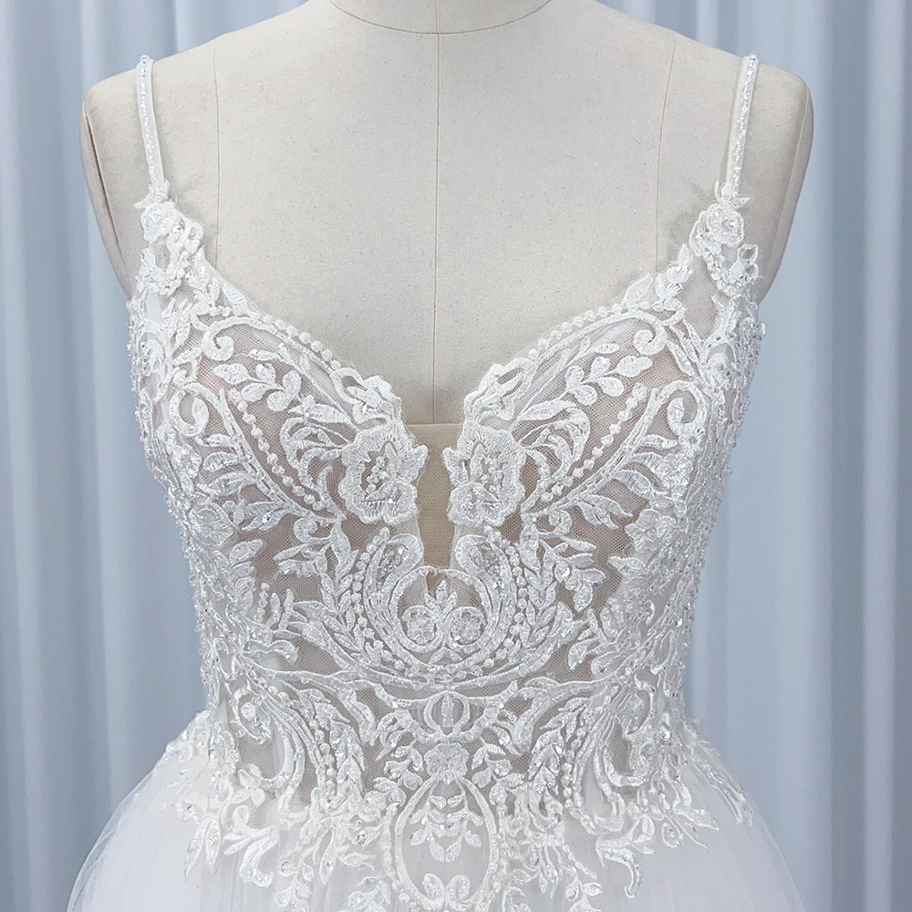 Customized Lace Appliques Wedding Dresses Long Off The Shoulder Formal Ball Gowns Hx06