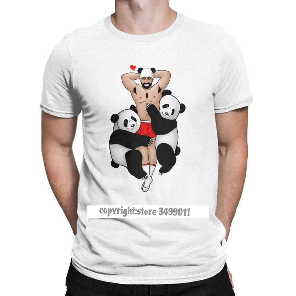 

Panda Lover Vintage Tops T Shirt Men Gay Bear Pride Grrr LGBT Gaycomics Fitness Camisas Tees Cotton Crewneck Tshirts