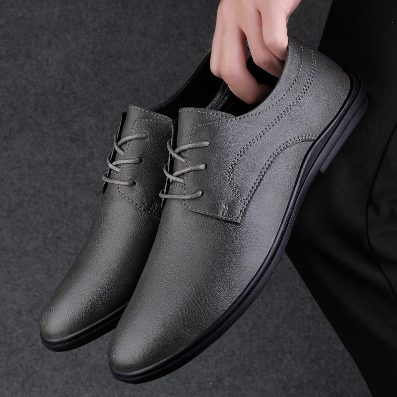 Genuine Men\'s Leather Shoes Hollow Out Breathable Comfortable Flat Shoes Business Shoes Office Commuting Men\'s Casual Shoes