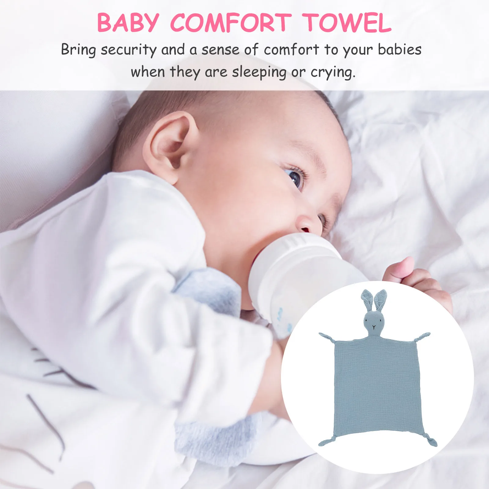 Konijnontwerp Babyveiligheidsdeken Katoenmateriaal Geen pilling Wasbaar Zintuiglijk lekker dekbed voor gebruik door baby's en peuters