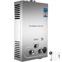 VEVOR-calentador de agua caliente de propano LPG, caldera de Gas propano sin tanque de acero inoxidable, electrodoméstico, 6L-18L