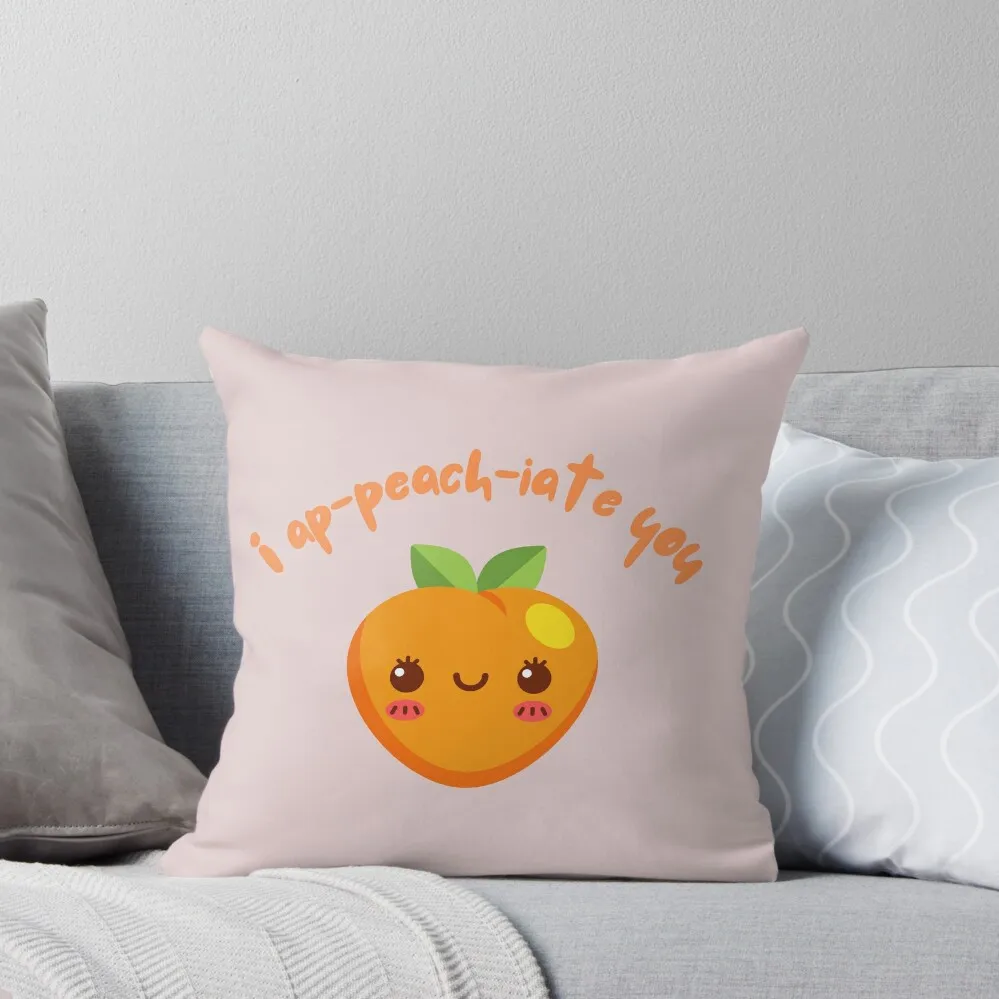 I A-Peach-iate you - I Appreciate You food Pun Throw Pillow Christmas Pillow Covers Covers For Sofas Sofa Cushions Covers Pillow