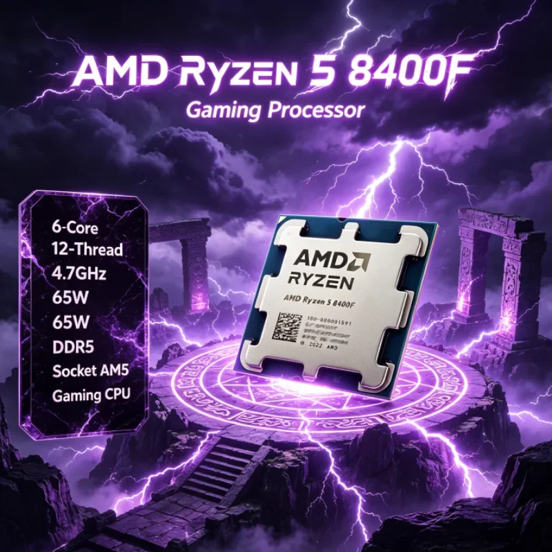 AMD Ryzen R5 8400F Desktop Processor 6-Cores 12-Threads 65W 4.7GHz DDR5 Zen 4 PCIe 4.0 Socket AM5 for Gaming