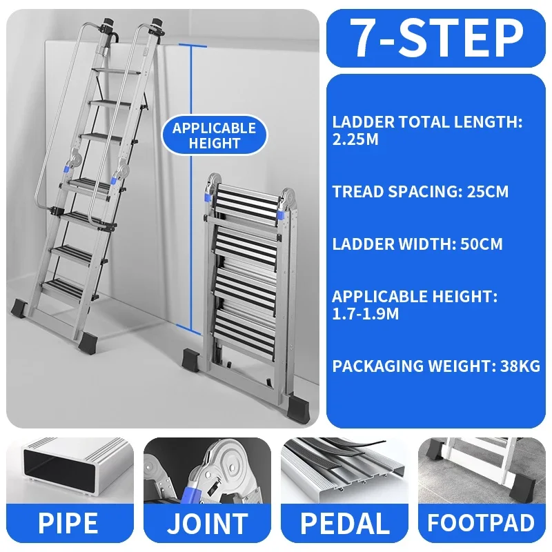 Attic Ladder Indoor Outdoor Handrail Stairs Folding Ladder Aluminum Alloy Roof Custom Telescopic Ladder