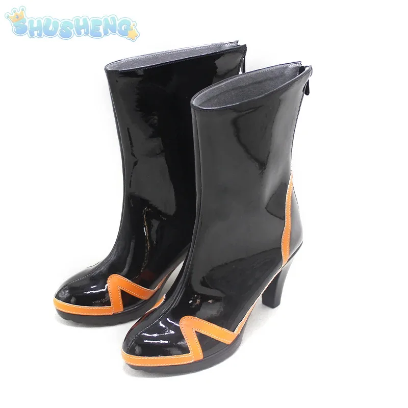 

COSda@Ayanami Rei cosplay Anime Eva shoes black leather combat boots Women Party Christmas handsome short boots Eva custom sizes