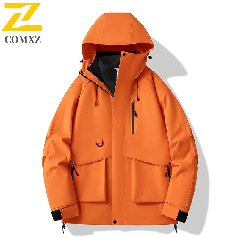 COMXZ الرجال معطف غير نافذ للمطر 3 في 1 مقنعين في الهواء الطلق تسلق العمل سترة واقية سترة التخييم عالية الجودة مقاومة للخدش ملابس خارجية #2