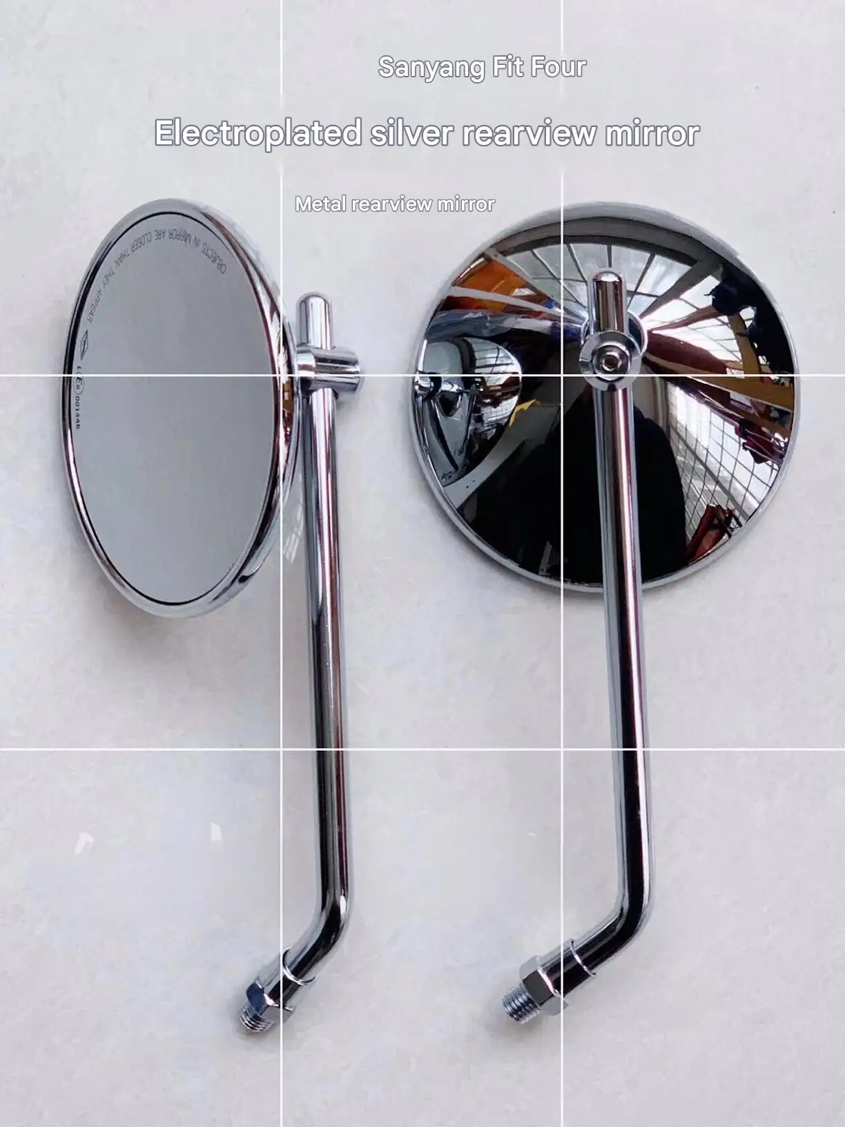 For SYM Fiddle IV / Fiddle V Modification: Blacked-out Metal/Reflective Black & Silver High-Definition Retro Side Mirrors