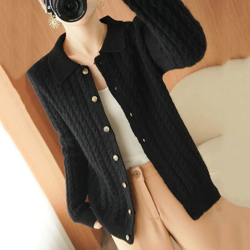 Herfst Winter Nieuwe 2025 Lange Mouwen Gebreid Vest Vrouw Mode Rits Revers Casual Breien Trui Jas Vrouwelijke Truien Top