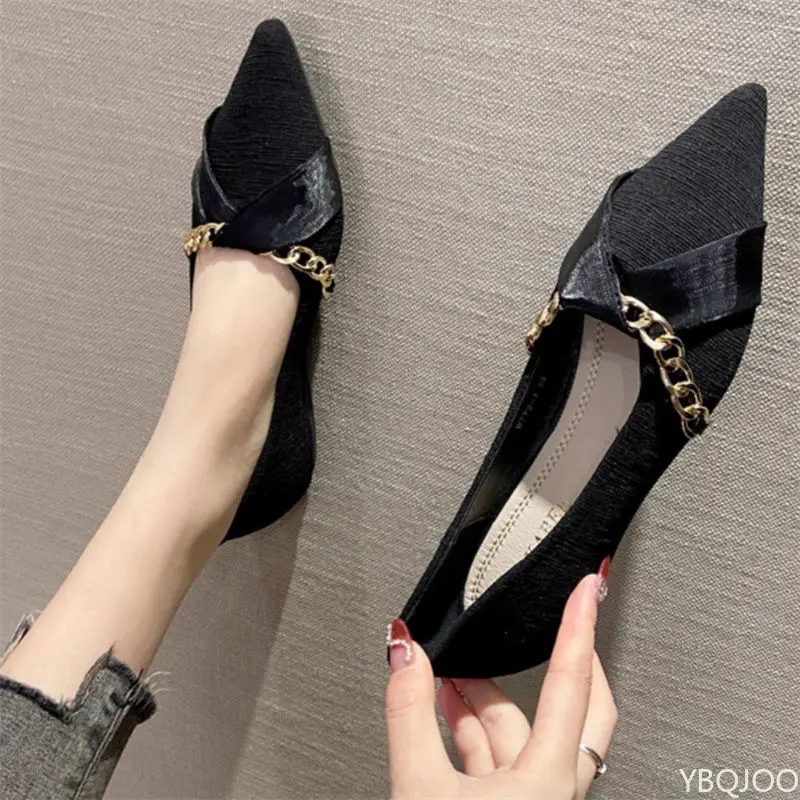 Szpiczaste baleriny z miękką podeszwą, nowe, modne, uniwersalne buty damskie na wiosnę i lato, eleganckie, proste, z płytkim wycięciem.