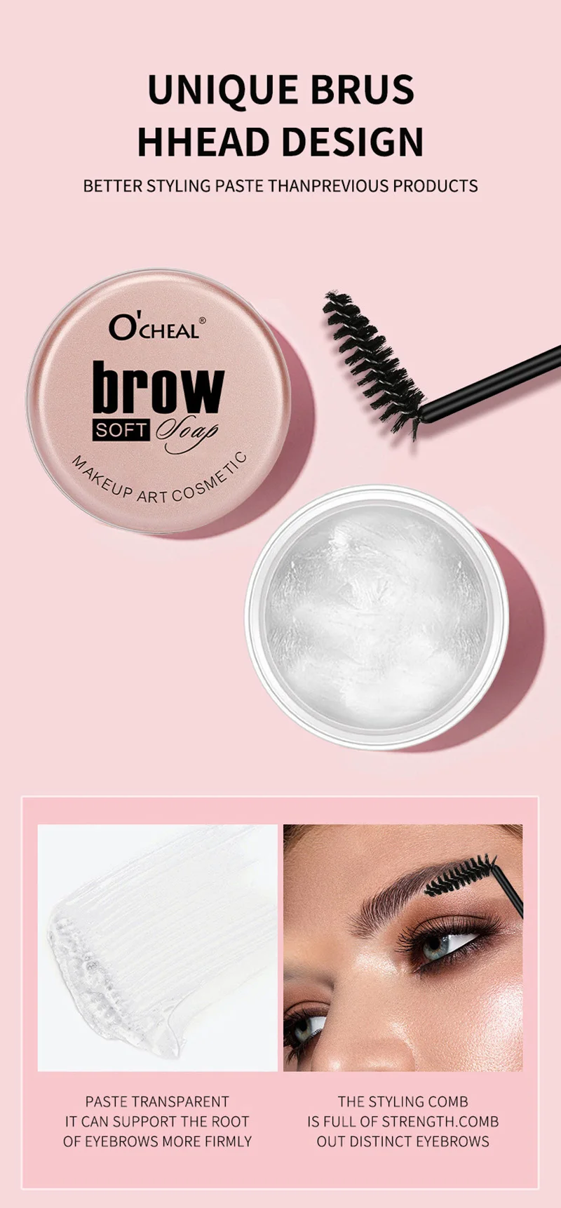 Cera de estilo Natural incolora para cejas, jabón transparente de larga duración, aceite vegetal, Gel de peinado para cejas, nuevo