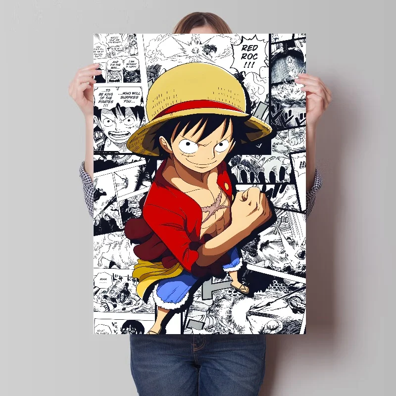 One Piece Anime Luffy Fashion White and Black Poster Canvas Painting Bar Home Wall Aesthetic Wall Art Room Decoration Gift