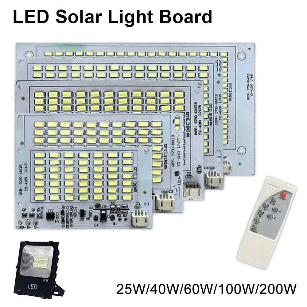 

1Pcs 25/40/60/100/250W LED Solar Light Board SMD5730 High Brightness Light Source Panel with Remote Controller White Light