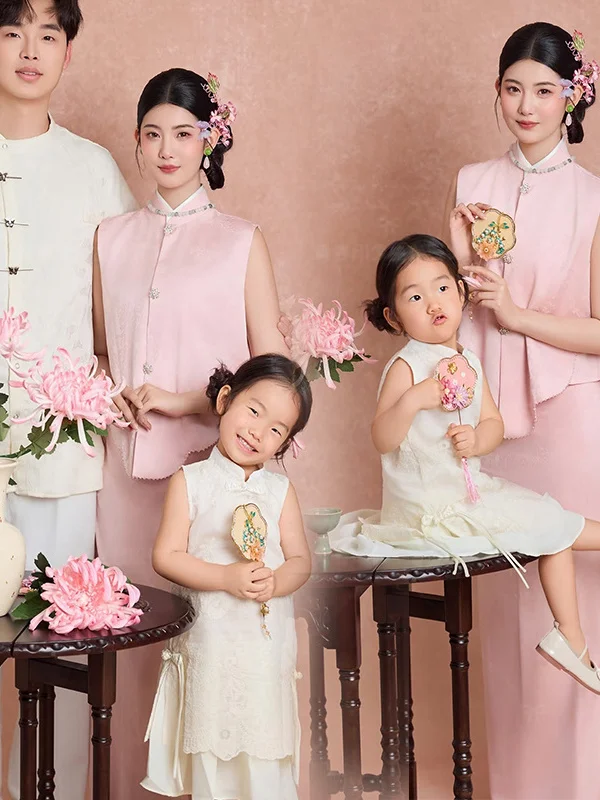 

New Chinese Style National Trend Family Portrait Photography Clothing Gentle Atmosphere Art Photo Dress Set