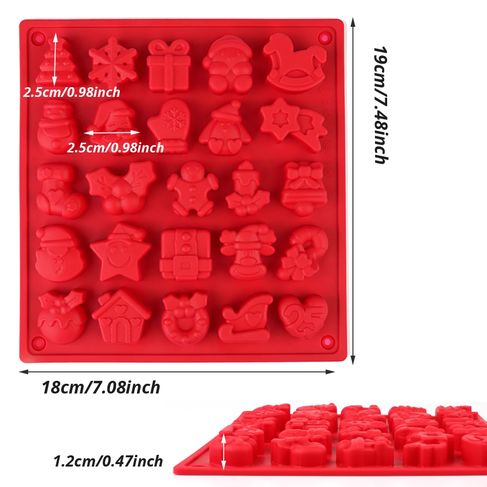 Christmas-Themed Silicone Chocolate Mold, Food-Grade Silicone, Non-Stick and Easy to Demold, Includes Various Christmas-Themed Molds, Can Be Used to Make DIY Products Such as Chocolate, Gummies, Jelly, Scented Wax Shee