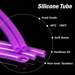 Purple Silicone Tube Flexible Rubber Hose Food Grade Soft Drink Water Pipe Diameter 0.5mm 1mm 2mm 3mm 4mm 5mm 6mm 7mm 8mm 10mm