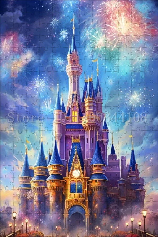 Disney Castle Landscape Jigsaw Puzzles for Adults Decompressing Toys Fireworks Scenery Wooden Puzzles New Year Unique Gift