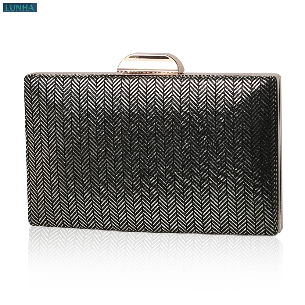 Textured PU Leather Box Clutch for Women Elegant Evening Bag with Detachable Chain Versatile Party Handbag for Prom Cocktail