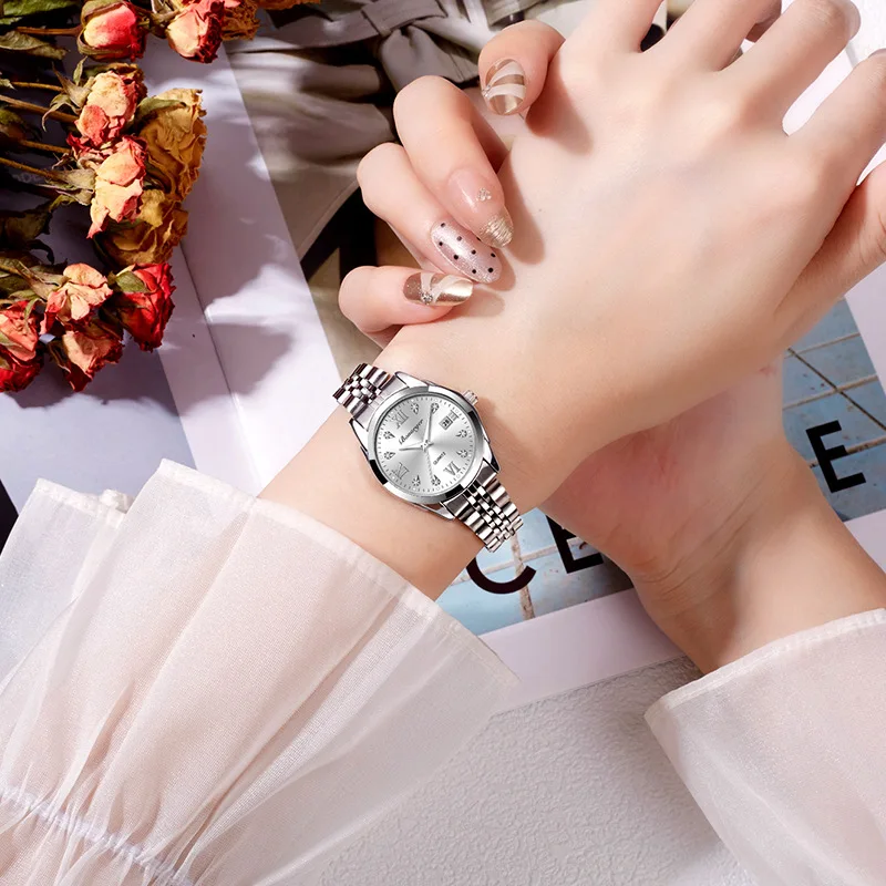 ZH168 الترفيه والأزياء النسائية مشاهدة للماء ضوء الليل التقويم كوارتز ساعة الأعمال على مدار الساعة هدية، ساعات للمرأة