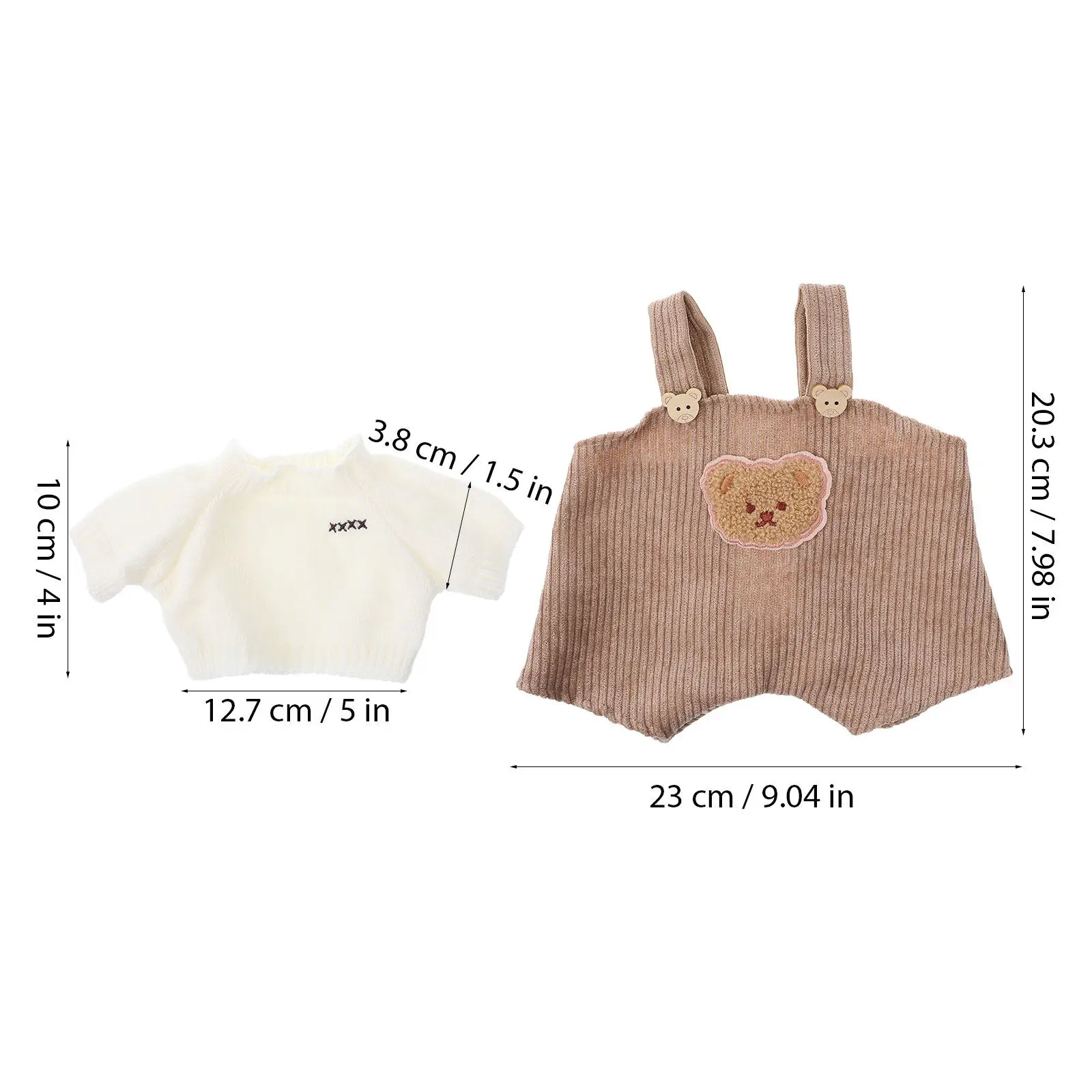 Ensemble de 2 vêtements pour ours en peluche de 30 cm, tenue mignonne, pull, pantalon à bretelles, ensemble de vêtements pour se déguiser, costume d'animal -