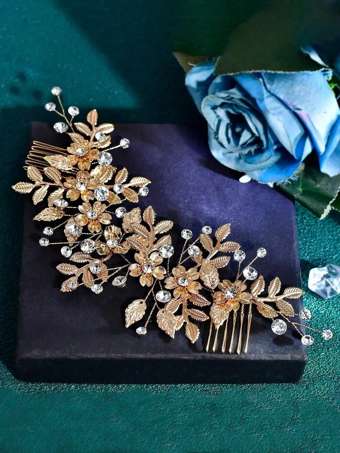 

1pc Elegant Flower Bridal Hair Accessory, Handmade Crystal Wedding Hair Comb For Bride And Bridesmaids