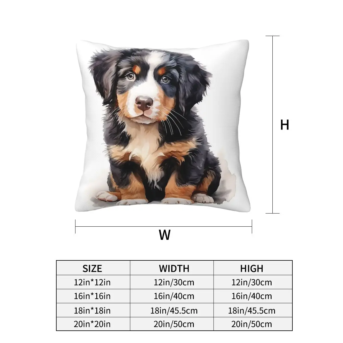 Bernese Mountain Dog Animal Square Pillowcase Pillow Cover Cushion Zip Decorative Comfort Throw Pillow for Home Car