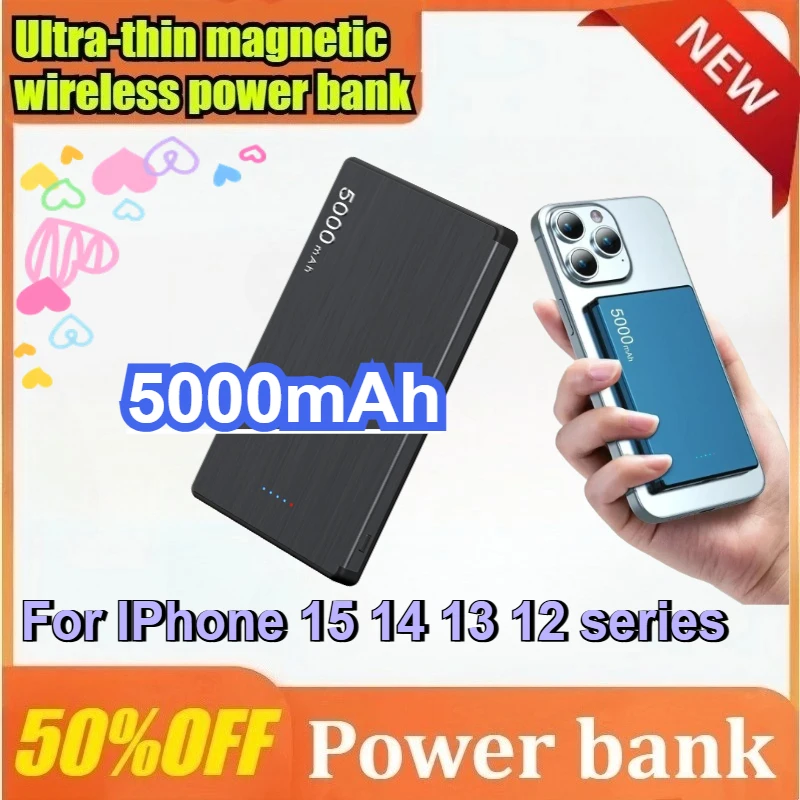 

5000mAh Magnetic Power Bank Super Fast Charging Wireless for Magsafe Powerbank Battery External Charger for IPhone for Xiaomi