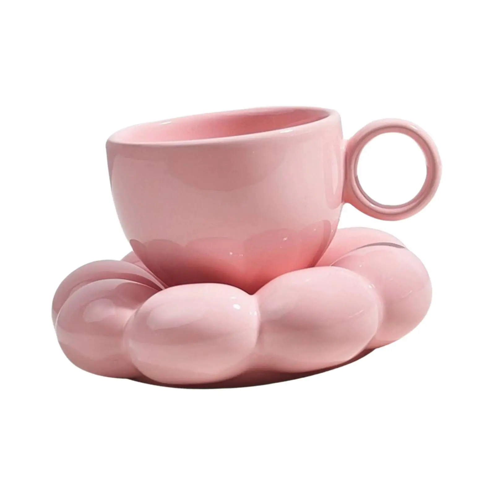 Ceramic Coffee Cup with Saucer Versatile Ornament Pink Decorative Gadget Cappuccino Mug