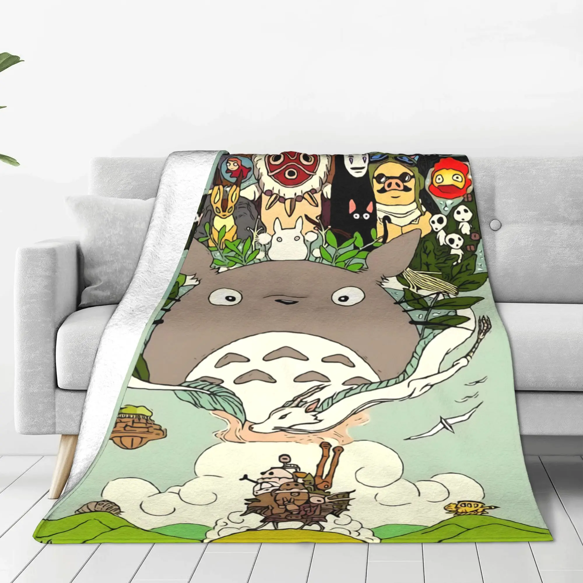 1PC home Cutecore Room Decor Anime My Neighbor Totoros Blanket Throw Blanket  Novelty Warm Blanket All Season