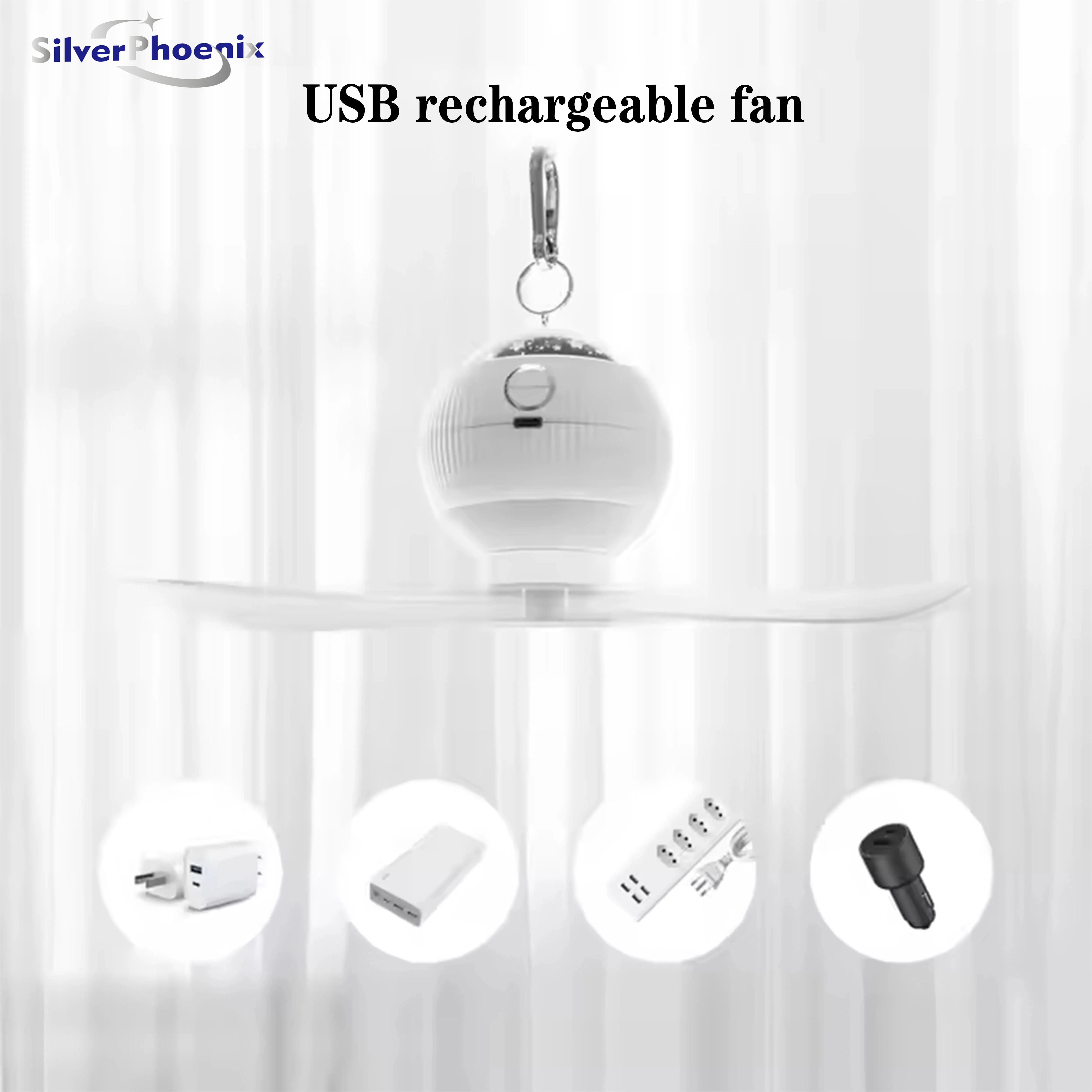 

Портативный вентилятор 3 в 1, проекционный вентилятор с серебряным светом, USB-зарядная база на 3600 мАч, подходит для кемпинга, детской комнаты, студенты