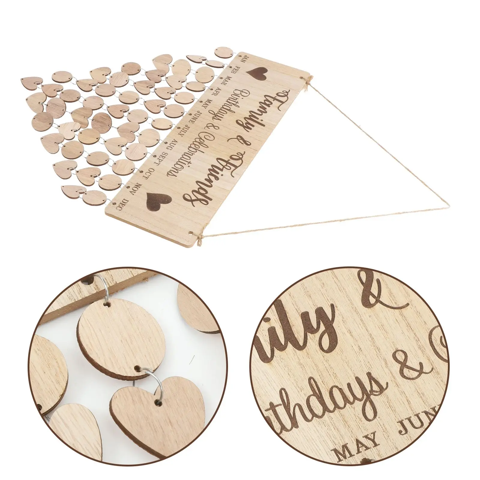 Hanging Decorcation DIY Decor Wooden Calendar Pendant Family Wedding Birthday Special Days Countdown Reminder Board