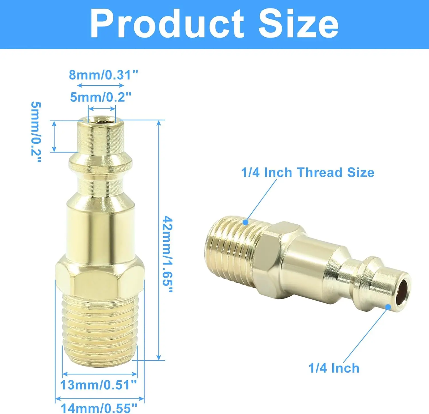 SI FANG 1/4' Quick Coupler Set Solid Air Hose Plug Pins Rotate Air Line End Connector Fittings for Pneumatic Compress Parts