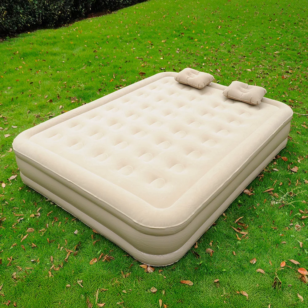 Twin Size Durable Air Mattress Custom Logo Foldable Portable Outdoor Inflatable Bed Built-in Pump for Camping Colchon Inflable