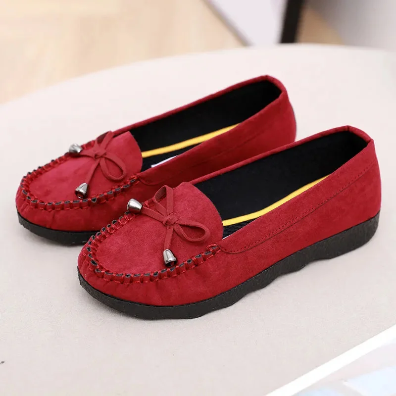 

zapatos de mujer women fashion sweet round toe red bow tie spring slip on anti skid shoes lady casual leopard black loafer ba330