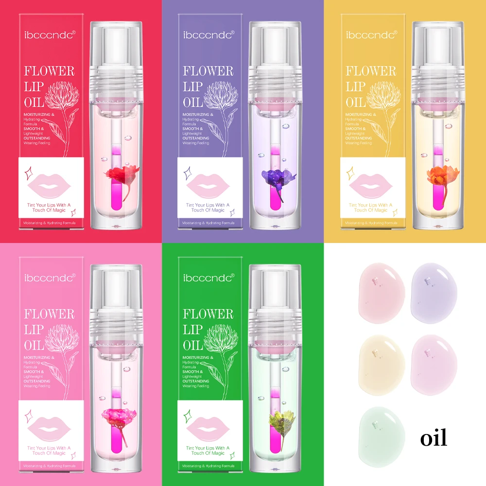 Magic Color Change Lip Oil Flower Lipgloss PH Color Changing Lipoil Pink Clear Lip Glaze Liquid Moisturizing 1Piece 3.8ml