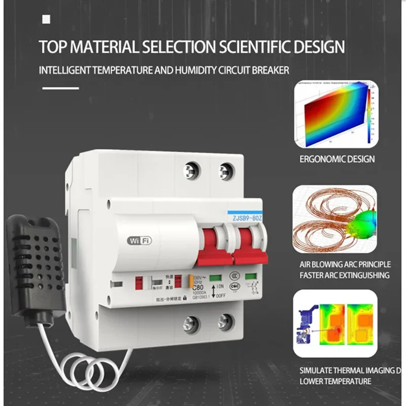 قاطع دائرة EWelink Smart TH لمراقبة درجة الحرارة والرطوبة، WiFi MCB، تحكم لاسلكي Alexa Google Home متوافق