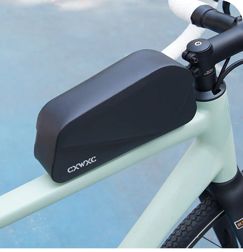 CXWXC Fahrrad-Tasche mit magnetischem Deckel, Oberrohrtasche mit Schrauben montiert und Riemen, Zwei-Wege-Installation, MTB, Rennrad, wasserdichte Frontrahmentasche – Detail 1