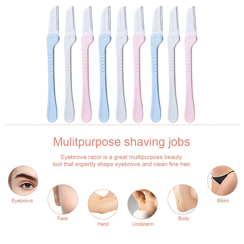 3 個/セット折りたたみ式眉毛トリマーメイクアップツール、マクロ安全グリッド付き初心者向けかみそりリムーバーブレード