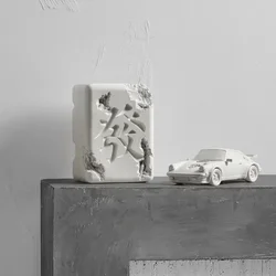 Resin Car Mahjong Figurines Nordic Artwork Statue Abstract Art Cool Tone Car Statue Living Room Decoration Home Accessories