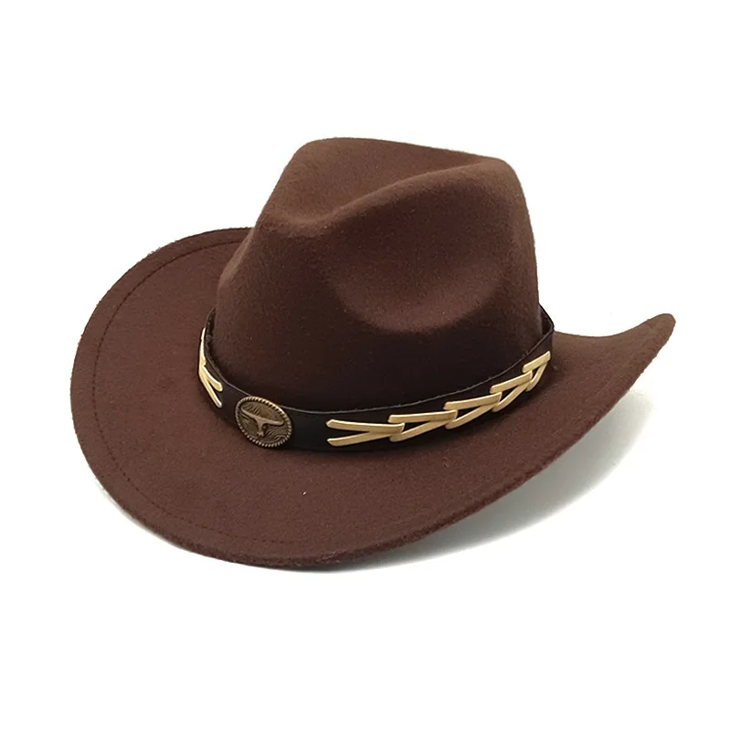 cowboy accessories Western cowboy hat Woolen hat ox head English jazz hat male and female wind hat top hat