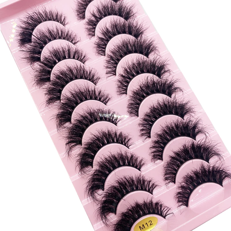 ใหม่8คู่ Faux Mink Eyelashes แฮนด์เมดขนตาปลอม Natural Nude แต่งหน้าจำลอง Cross Messy Eye 3D ขนตาหยิก