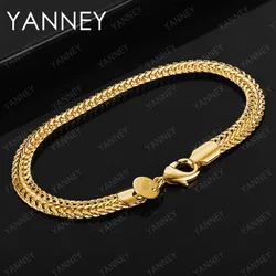 Luxury 8 Inches 925 Sterling Silver 18K Gold Snake Bone Necklace Men Punk Bracelet Women Fashion Engagement Gift Party Jewelry