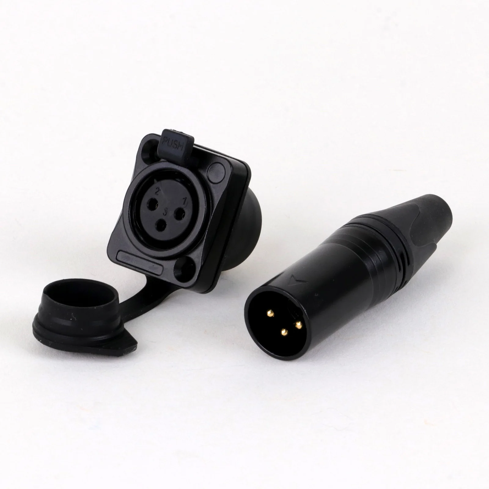 1pc/1set Waterproof 3Pin XLR Plug,Panel Mount Socket Adapter with Dustproof Cover Outdoor Performance Audio Wire Connector - view 2