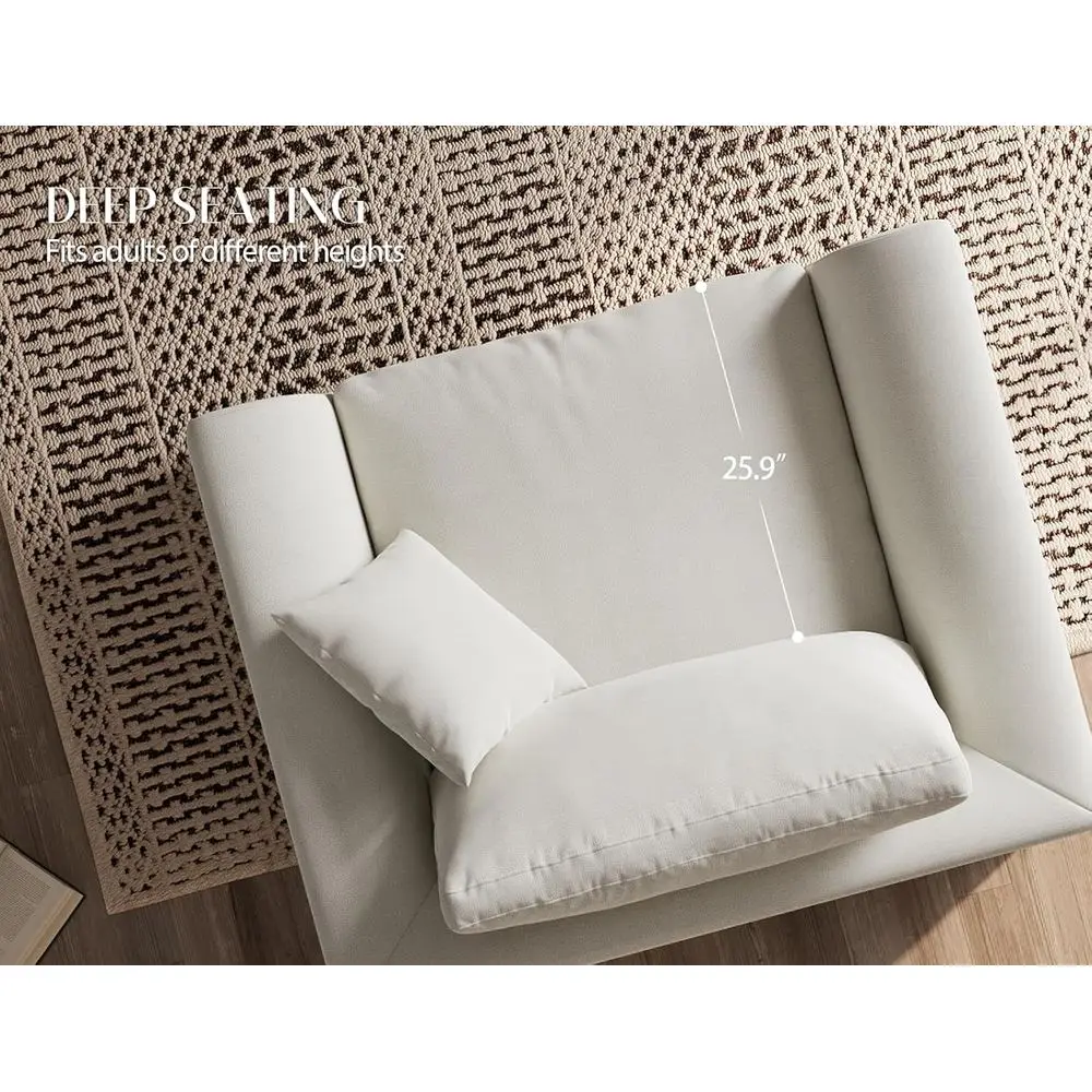 48.6 Kompaktowa sofa, przytulny fotel w stylu chmurki do salonu, idealny do sypialni i biur, wykończenie w ciepłym białym kolorze