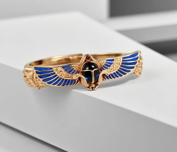 

Ancient Egyptian Etruscan Retro Open Bracelet Unique Adjustable Bangle Women Vintage Jewelry