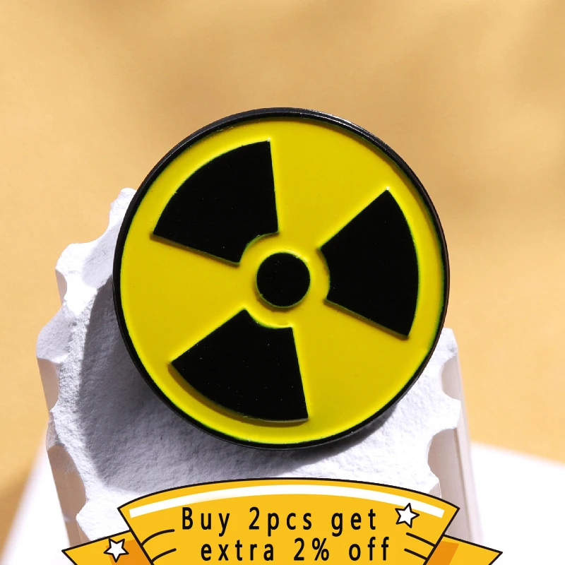 Radioactive radiation sign Enamel pin warning sign Metal badge Backpack decorative brooches accessory Creative Medal Jewelry