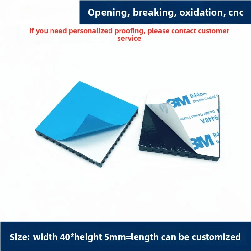 Pure Aluminum Profile Heat Sink 40×40×5mm Slotted, for Electronic Chips, IC, CPU, GPU, Router, Ultrasonic Equipment
