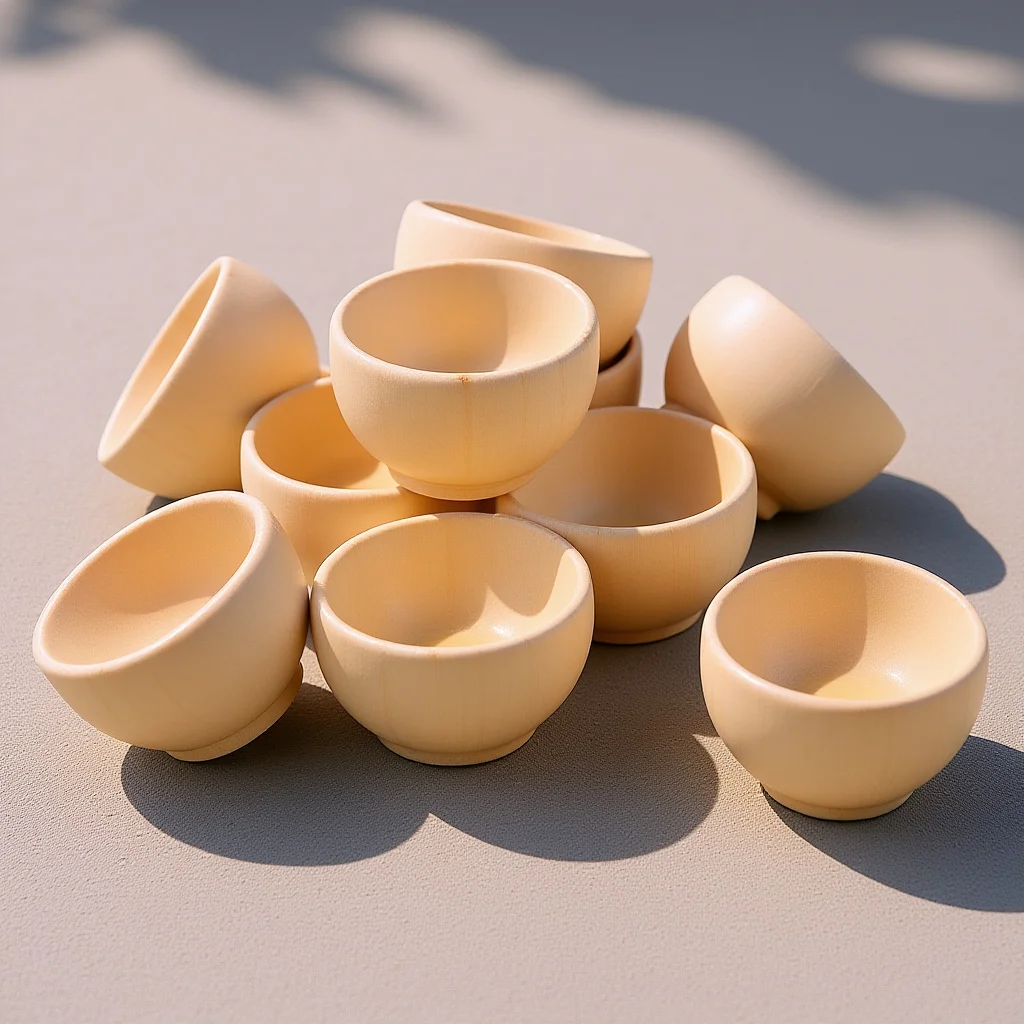 

20Pcs Mini Wooden Blank Bowls DIY Unpainted Craft Supplies Natural Wood Surface for Painting Drawing Kids School Art Activities