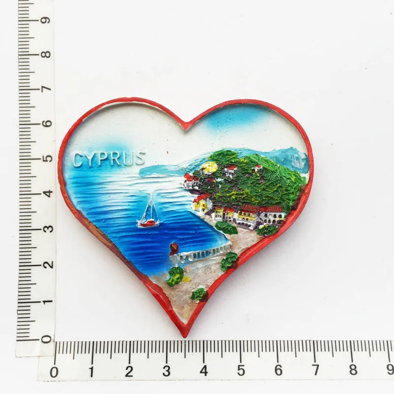 Heart shaped Cyprus Sea View Fridge Magnet Creative Decoration Message Stickers Crafts Tourism Souvenir