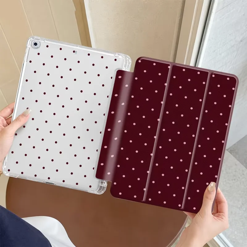Advanced Wine Red Polka Dot Pink Fold Tablet Case For iPad Pro 13 11th A16 12.9