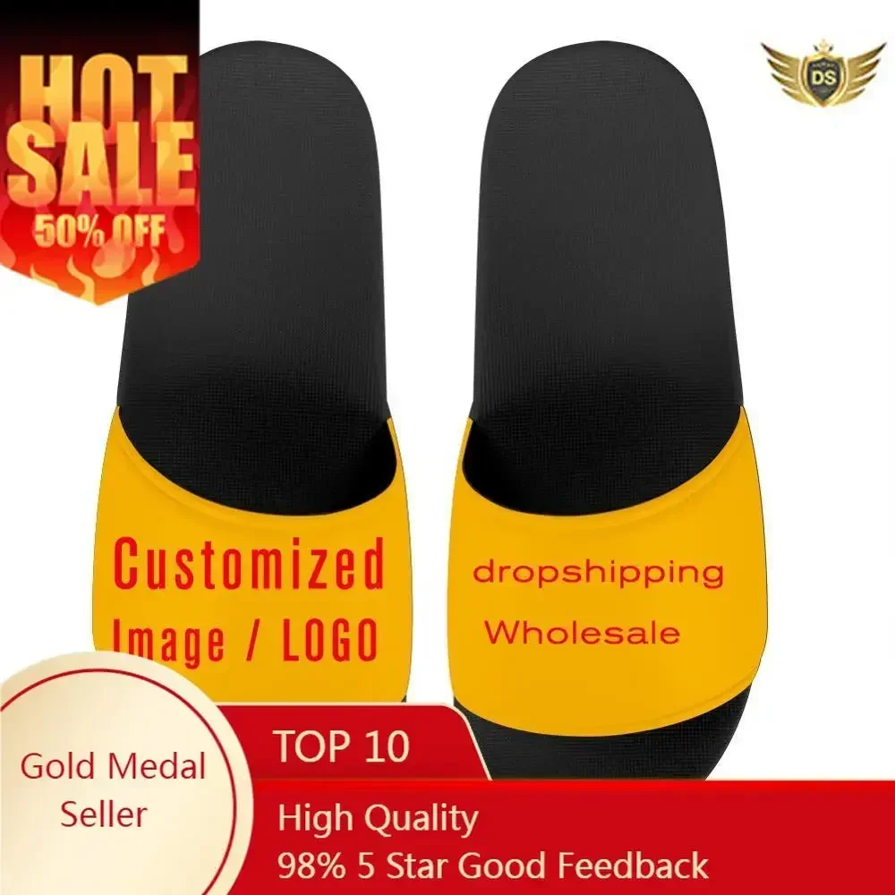 Custom Shoes Men Beach Slippers Brand Designer Customize Your Logo Image 3D Print Summer Non-slip Flip Flops Flat Dropshipping